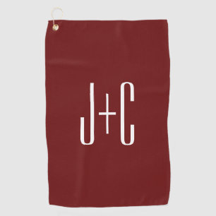 Serviette De Golf Fond rouge Bourgogne modifiable et texte blanc