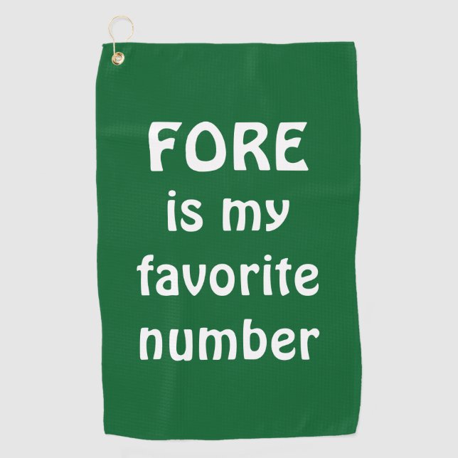 Serviette De Golf Fore Est Mon Numéro Favori Golf Drôle Citation (Devant)