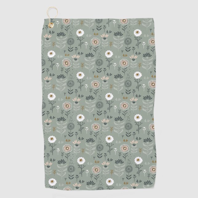 Serviette De Golf Forêt Florale Sage Green (Devant)