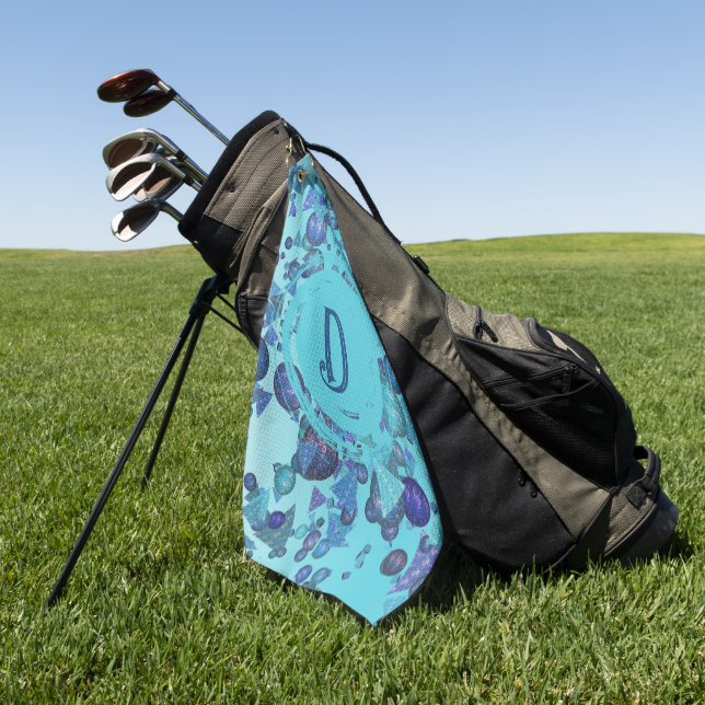 Serviette De Golf Formes géométriques modernes avec monogramme en bl (Vert)