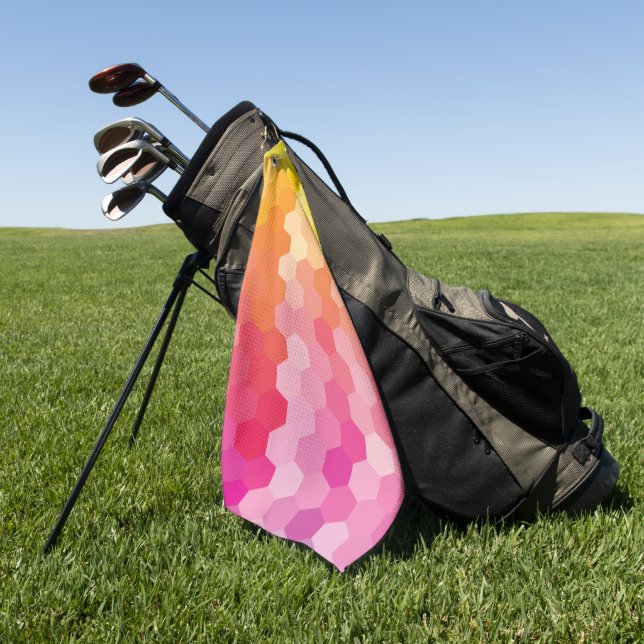 Serviette De Golf Formes Hexagones géométriques jaune rose (Vert)
