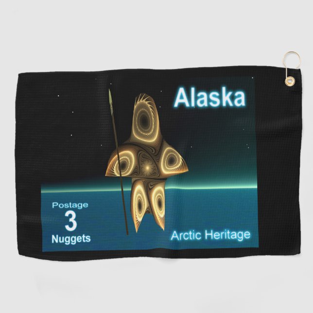 Serviette De Golf Fractal Inuit Hunter - Alaska Postage (Horizontal)