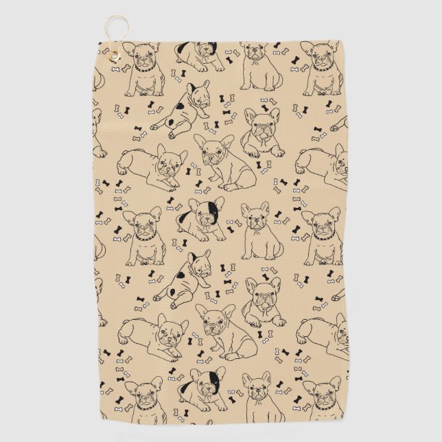 Serviette De Golf Frenchie et Bones (Devant)