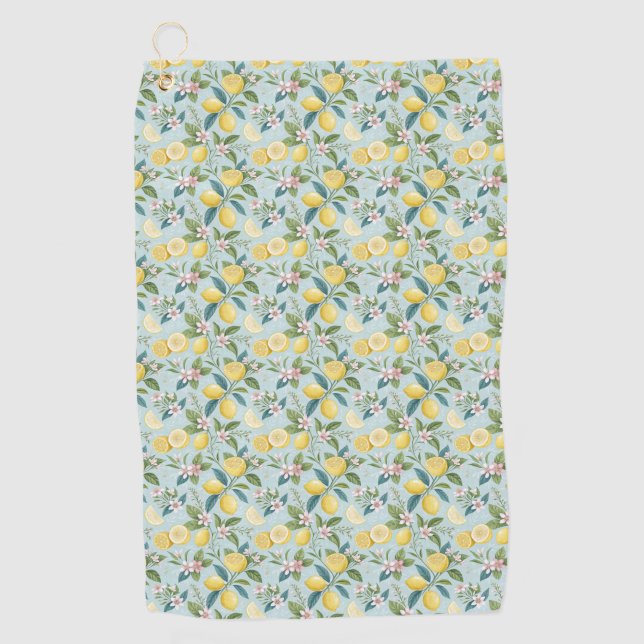 Serviette De Golf Fresh Lemon Floral Botanical Pattern  (Devant)