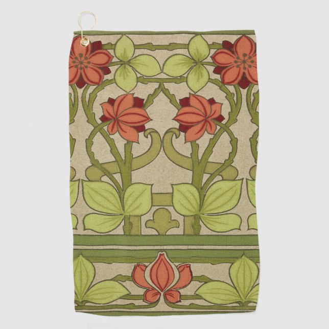 Serviette De Golf Frieze Bordure Art Nouveau Floral (Devant)