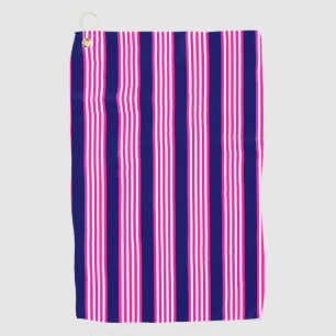 Serviette De Golf Fuchsia et blanc cinq bandes motif avec bleu