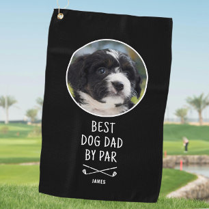 Serviette De Golf Fun Best Dog Papa Par Nom Photo Black White