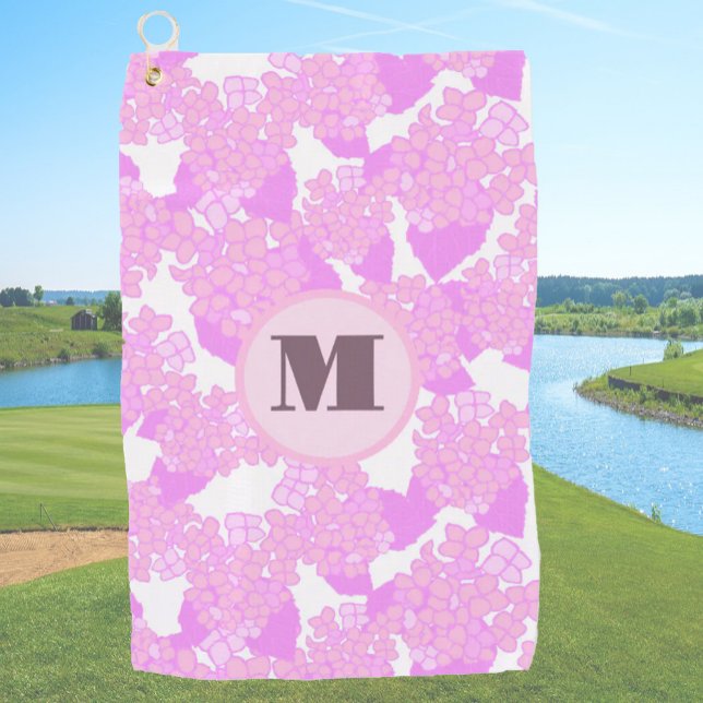Serviette De Golf Fun Cute rose preppy floral personnalisé monogramm (Créateur téléchargé)