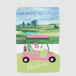 Serviette De Golf Fun Fem Golf Panier Nom personnalisé