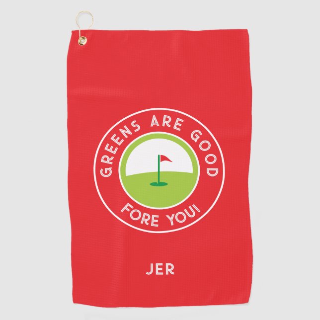 Serviette De Golf Fun Golf Greens Fore Golfer Funny Humour Custom Re (Devant)