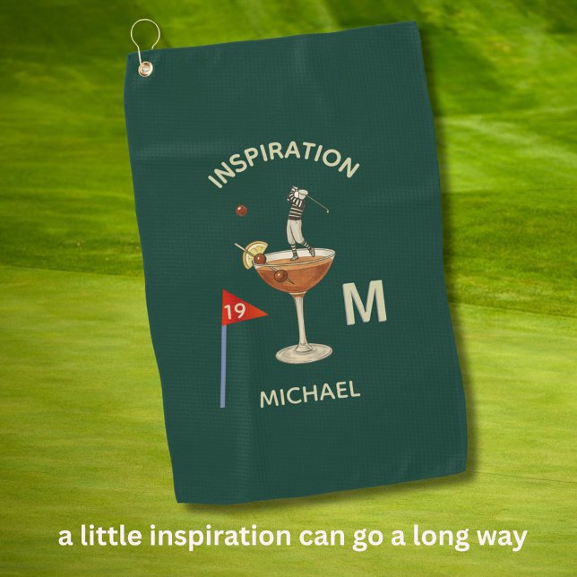 Serviette De Golf Fun Inspirational 19th Hole Cocktail Monogram Name (Créateur téléchargé)