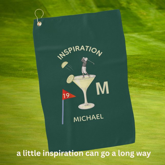 Serviette De Golf Fun Inspirational 19th Hole Cocktail Monogram Name (Créateur téléchargé)