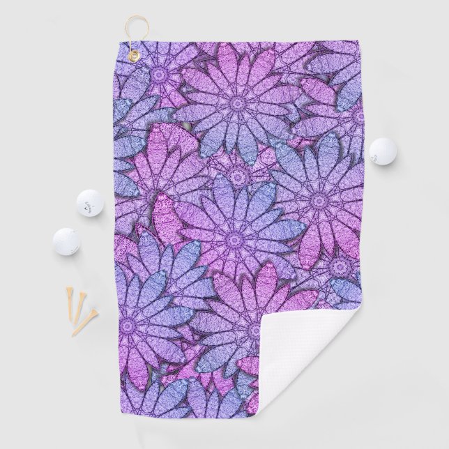 Serviette De Golf Fun Purple Flowers (En situation)
