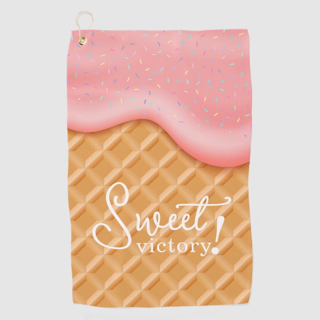 Serviette De Golf Fun Sweet Victory Ice Cone Crème Saupoudrer rose (Devant)