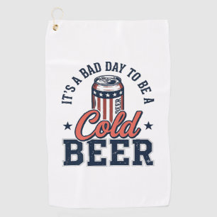 Serviette De Golf Fun T-Shirt Patriotique Bière Froide Vintage Vecto