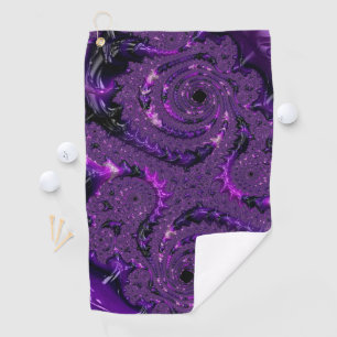 Serviette De Golf Funky Bold Boho Purple Digital Abstrait Fractal