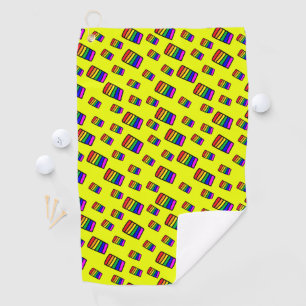 Serviette De Golf Funky Neon Rainbow Block Motif