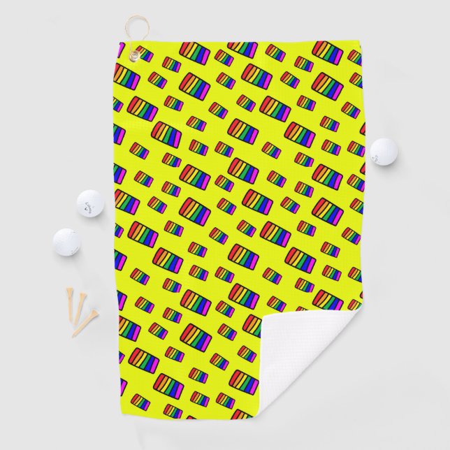 Serviette De Golf Funky Neon Rainbow Block Motif (En situation)