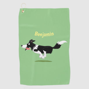 Serviette De Golf Funny Border Collie chien en course dessin animé