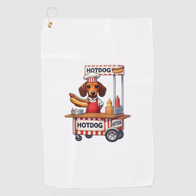 Serviette De Golf Funny Dachshund Chien Hotdog Sandwich Weenie Sauci (Devant)