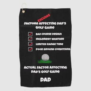 Serviette De Golf Funny Excuses Classique Noir et Blanc