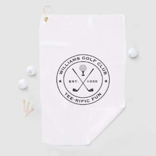 Serviette De Golf Funny Golf Club Golfer Pun texte personnalisé noir