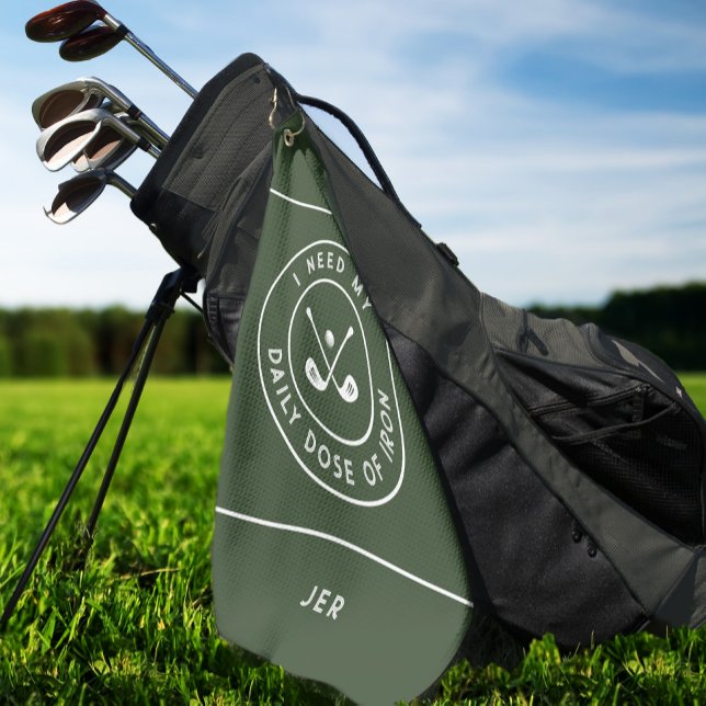 Serviette De Golf Funny Golfer Humour Golf Iron Sports Olive Green (Créateur téléchargé)