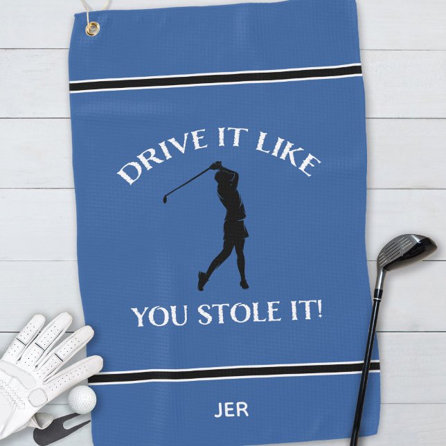 Serviette De Golf Funny Golfer Humour Pour Son Monogramme Sports Blu (Créateur téléchargé)