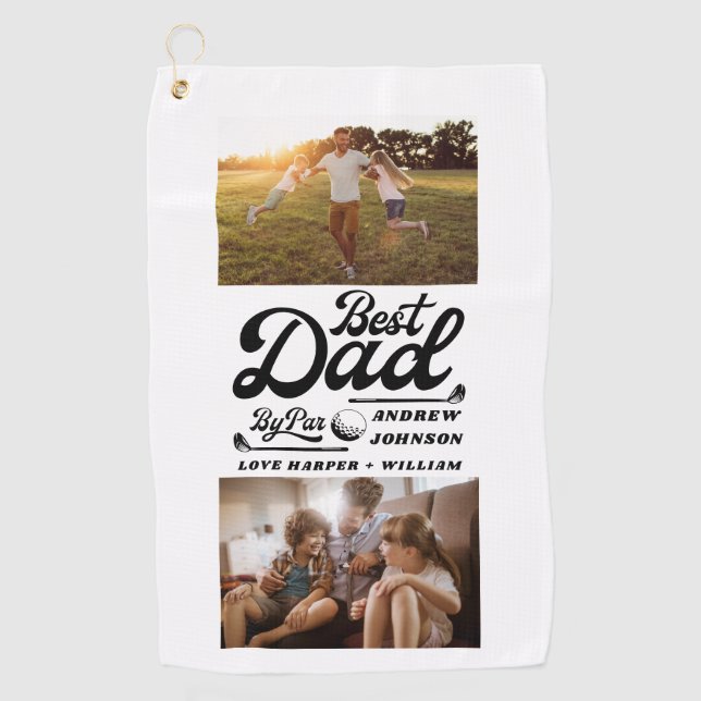 Serviette De Golf Funny Golfer meilleur papa par par photo | Nom du  (Devant)
