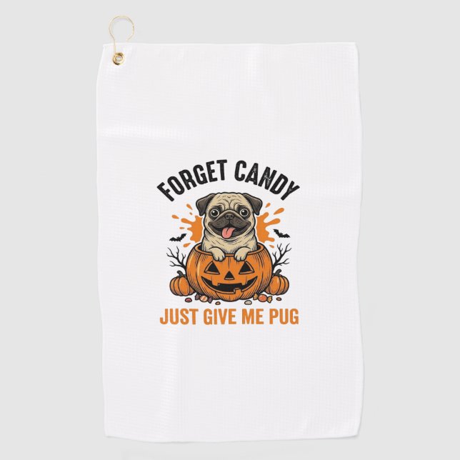 Serviette De Golf Funny Halloween Pug Forget Candy Shirt Design_1 (Devant)