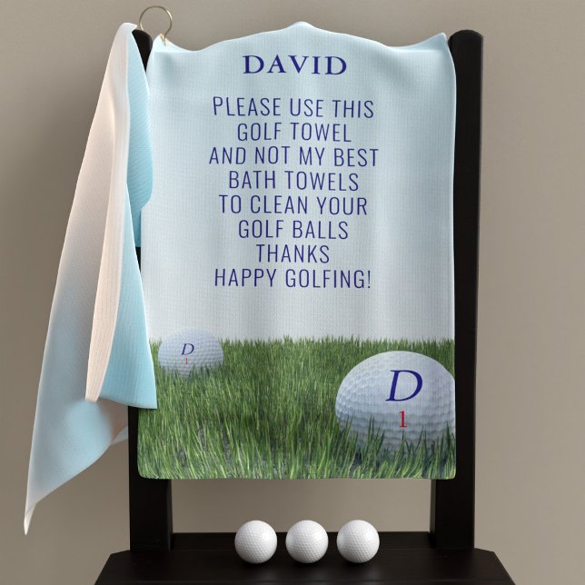 Serviette De Golf Funny Happy Golfing Nom Monogram Golf Towel (Add your own message to this golf towel. Great gift for golfing dads (and golfing moms too))