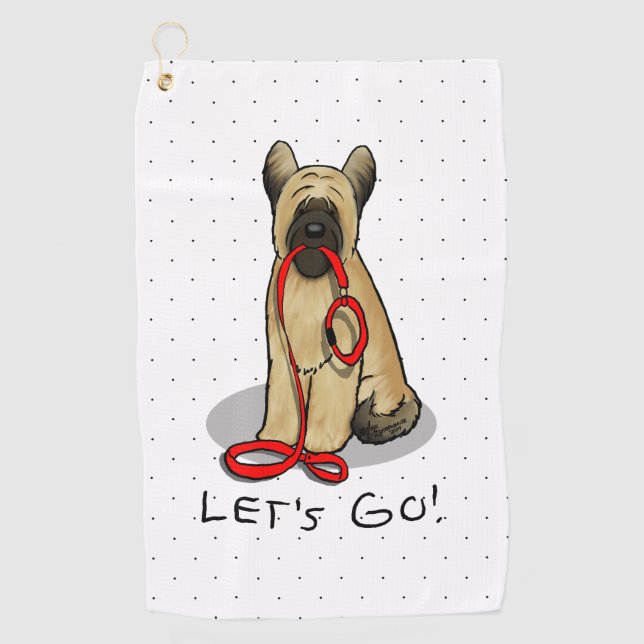 Serviette De Golf Funny Let's Go! Walk Briard (cr tawny black 1) (Devant)