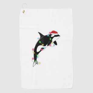 Serviette De Golf Funny Orca Tueur Baleine Santa Chapeau Mer de Noël