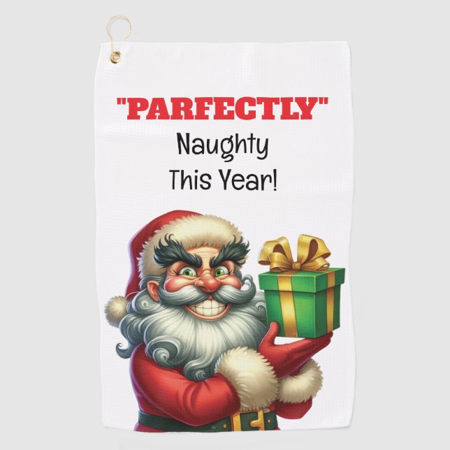 Serviette De Golf Funny Père Noël Holiday (Devant)