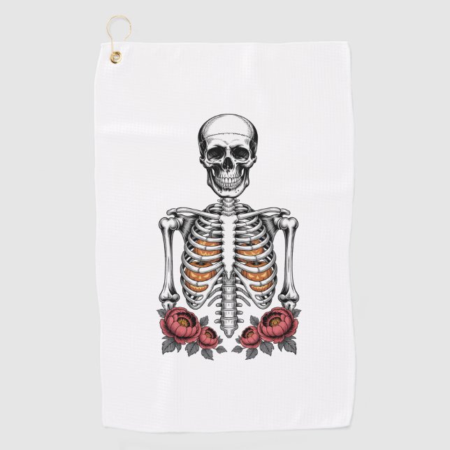 Serviette De Golf Funny Skeleton Citrouille Fall (Devant)