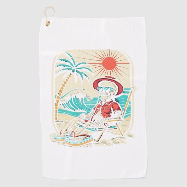 Serviette De Golf Funny Skeleton Summer (Devant)