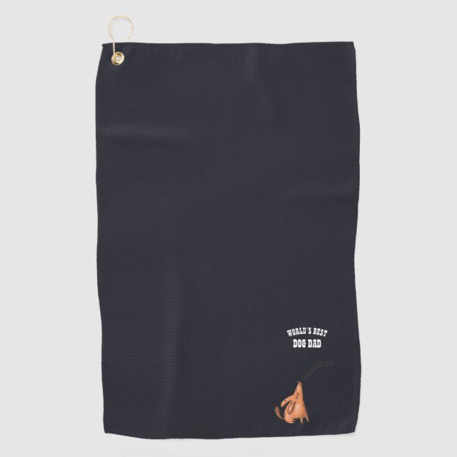 Serviette De Golf Funny Worlds Best Chien Papa Golf Golfer Personnal (Devant)
