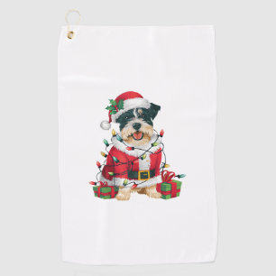 Serviette De Golf Funny Xmas Lighting Père Noël Frontière Terrier Ch