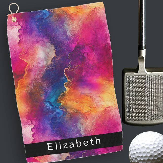 Serviette De Golf Fusion Personnalisée de Couleur Rose Moderne (Créateur téléchargé)