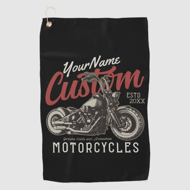 Serviette De Golf Garage de moto Rebel Cruiser Personnalisé (Devant)
