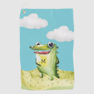 Serviette De Golf Gator de dessin animé avec Monogramme