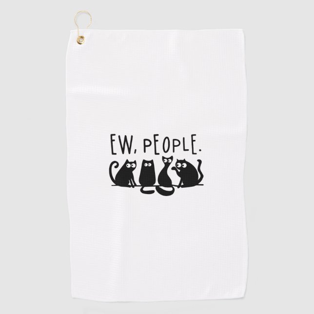 Serviette De Golf Gens dégoûtants chats noirs drôles miaou (Devant)
