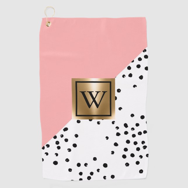 Serviette De Golf Géométrie rose et Pois (Devant)