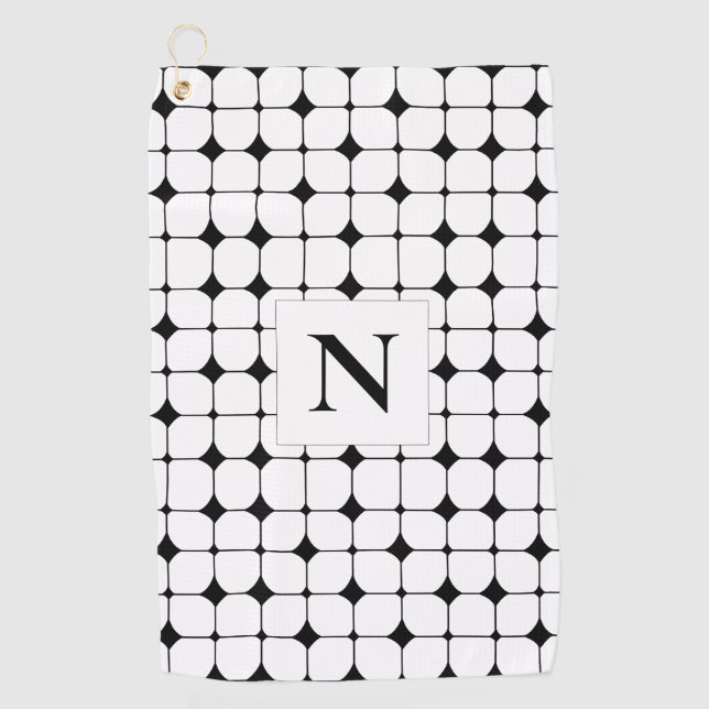 Serviette De Golf Géométrique Noir et Blanc Géométrique  (Devant)