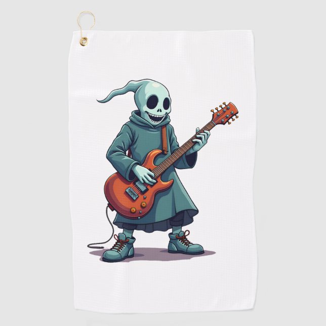 Serviette De Golf Ghost Jouer Guitare - Musique Éffrayante Halloween (Devant)