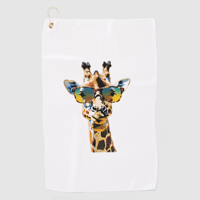 Serviette De Golf girafe de lunettes de soleil d'animaux avec lunett (Devant)