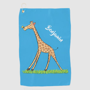 Serviette De Golf Girafe heureuse mignonne avec cartoon papillon