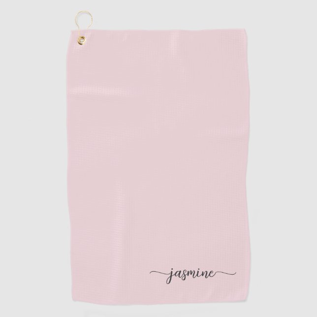 Serviette De Golf Girl Simple Blush Pink Monogramme Nom Script Golf (Devant)