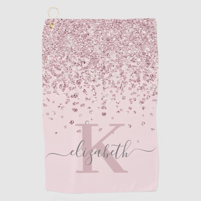 Serviette De Golf Girly Blush Rose Parties scintillant or Diamond Mo (Devant)