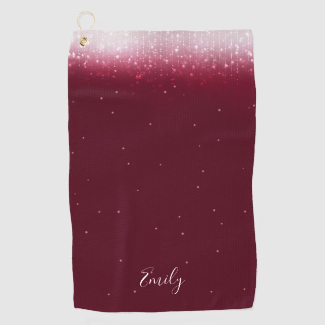 Serviette De Golf Glam Burgundy Personnalisé (Devant)